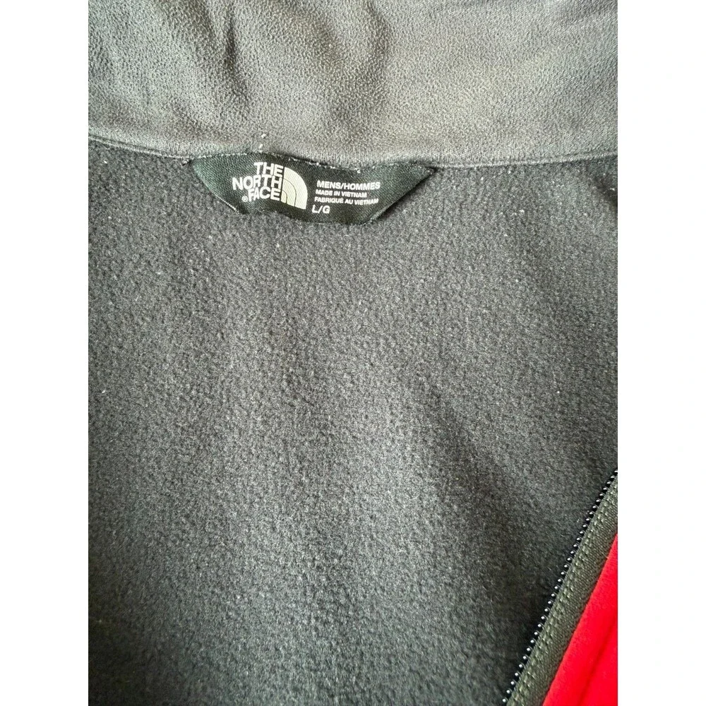 The North Face Soft Shell Jacket Mens Large Red Black Full Zip Fleece Lined